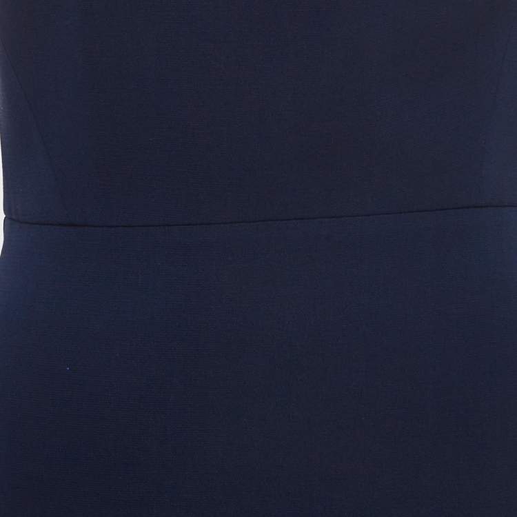 Pre Owned Victoria Beckham Navy Blue Silk Blend Cut Out Detail Sheath Dress M
