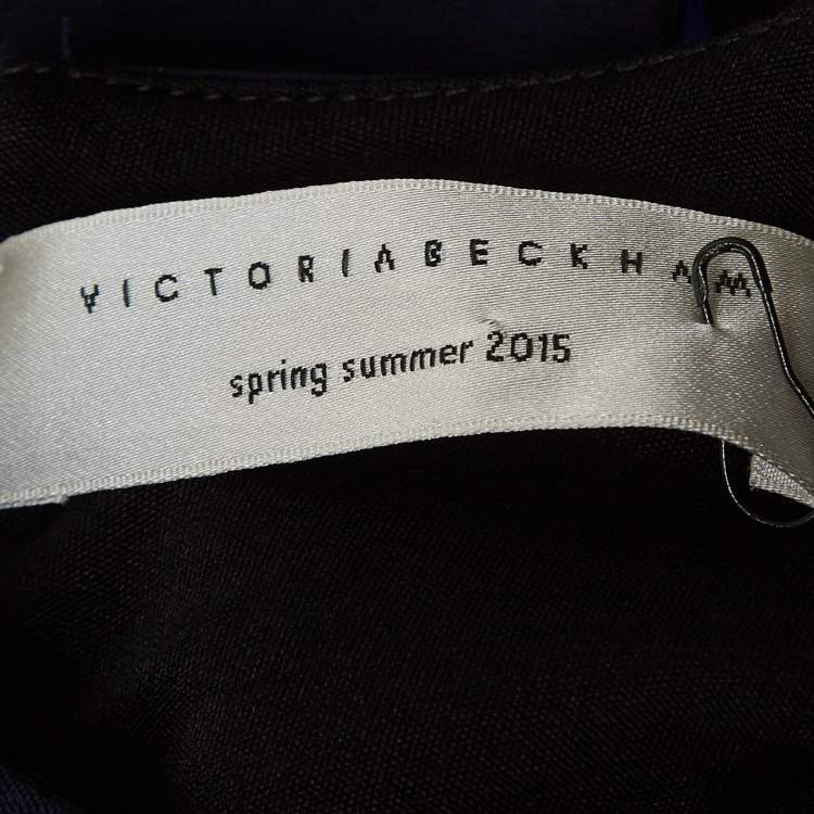 Pre Owned Victoria Beckham Navy Blue Silk Blend Cut Out Detail Sheath Dress M