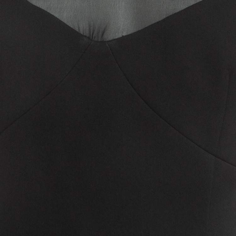 Pre Owned Victoria Beckham Black Crepe Silk Trimmed Sleeveless Midi Dress S