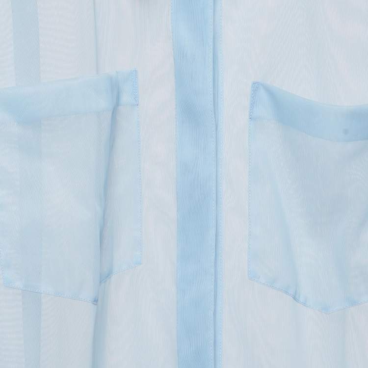 Pre Owned Victoria Beckham Blue Sheer Nylon Buttoned Full Sleeve Shirt S