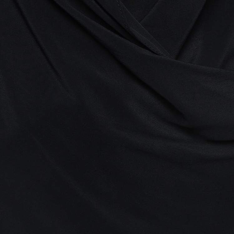 Pre Owned Victoria Beckham Black Silk Blend Deep Cowl Neck Top S