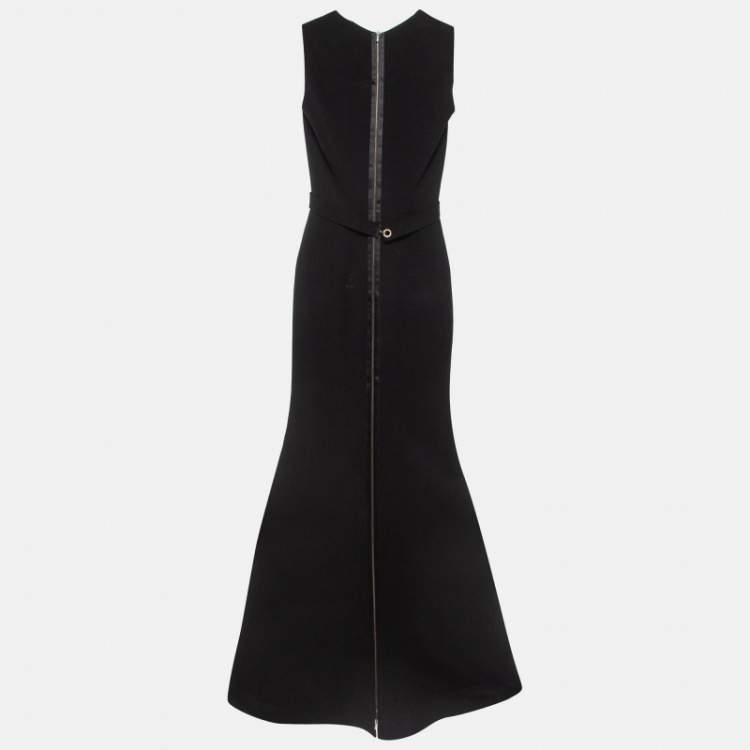 Pre Owned Victoria Beckham Black Silk Blend Belted Maxi Dress S