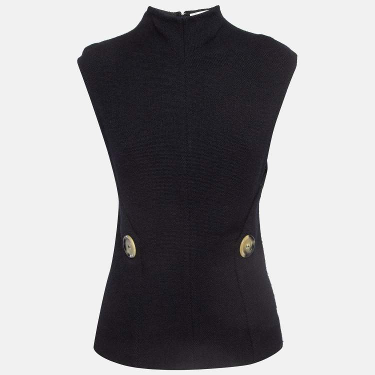 مملوكة مسبقًا Victoria Beckham Black Wool Blend Knit Sleeveless Top M