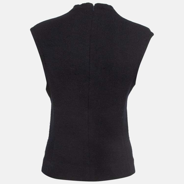 مملوكة مسبقًا Victoria Beckham Black Wool Blend Knit Sleeveless Top M