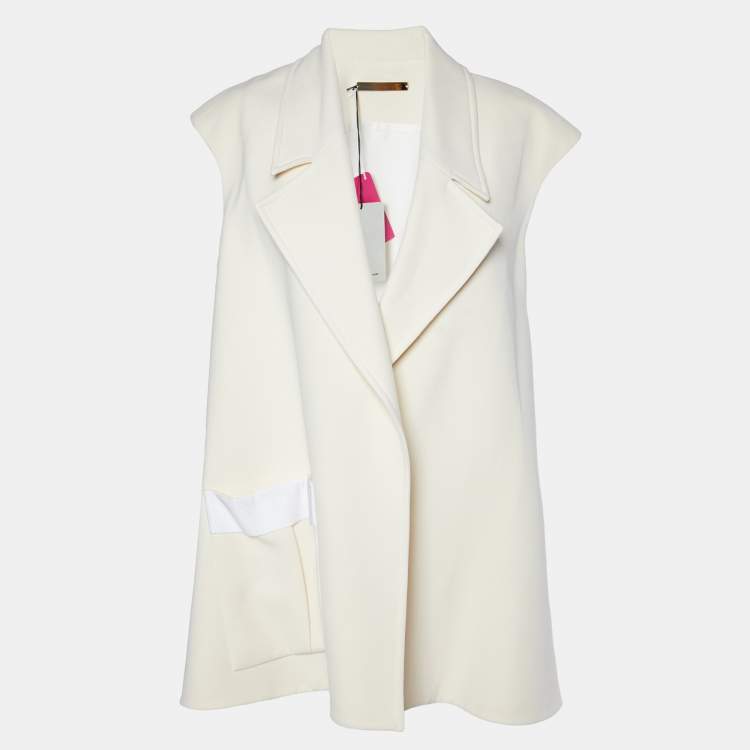 Pre Owned Victoria Beckham Cream Silk & Wool Pea Gilet Jacket S