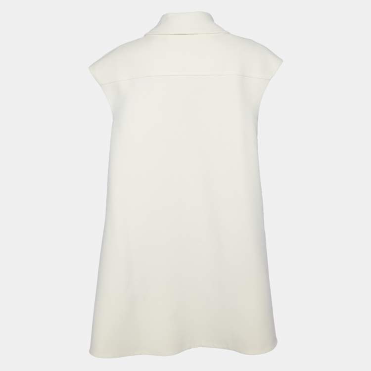 Pre Owned Victoria Beckham Cream Silk & Wool Pea Gilet Jacket S