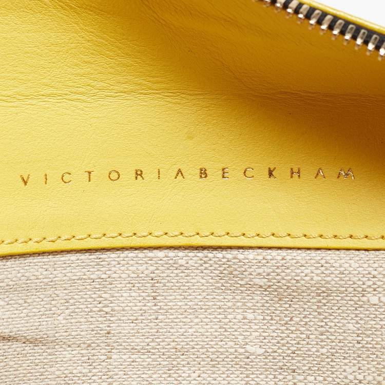 Pre Owned Victoria Beckham Yellow Leather Zip Pouch