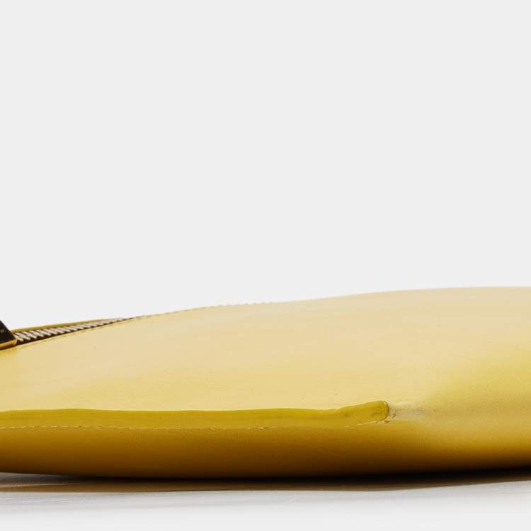 Pre Owned Victoria Beckham Yellow Leather Zip Pouch