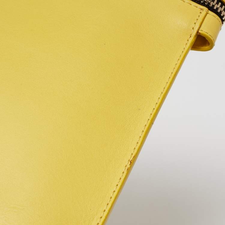 Pre Owned Victoria Beckham Yellow Leather Zip Pouch