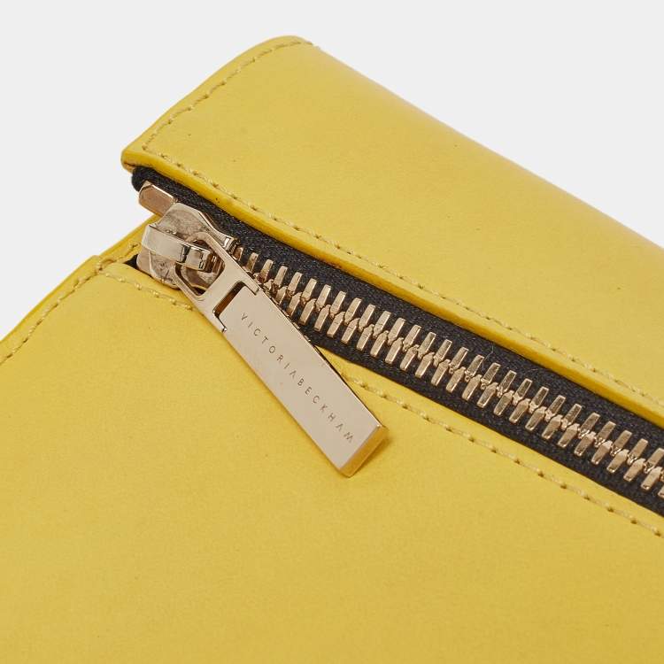 Pre Owned Victoria Beckham Yellow Leather Zip Pouch