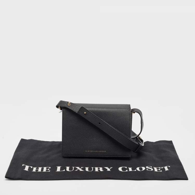 Pre Owned Victoria Beckham Black Leather Vanity Crossbody Bag