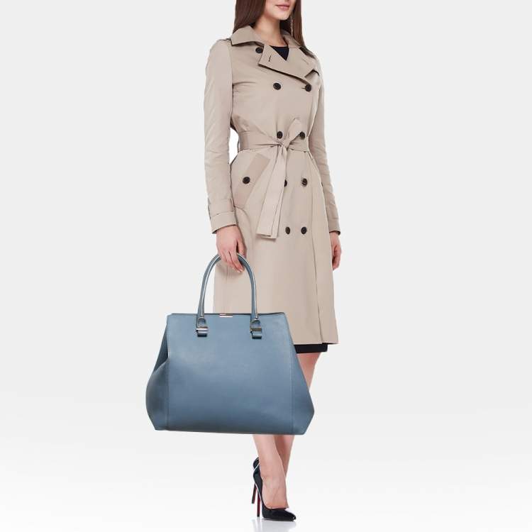 Pre Owned Victoria Beckham Blue Leather Liberty Tote