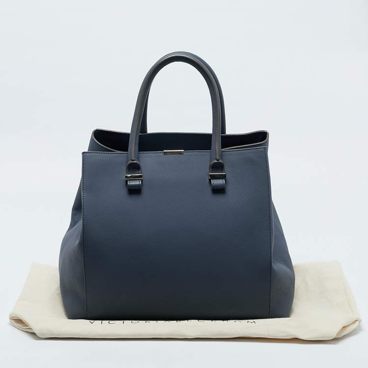 Pre Owned Victoria Beckham Blue Leather Liberty Tote