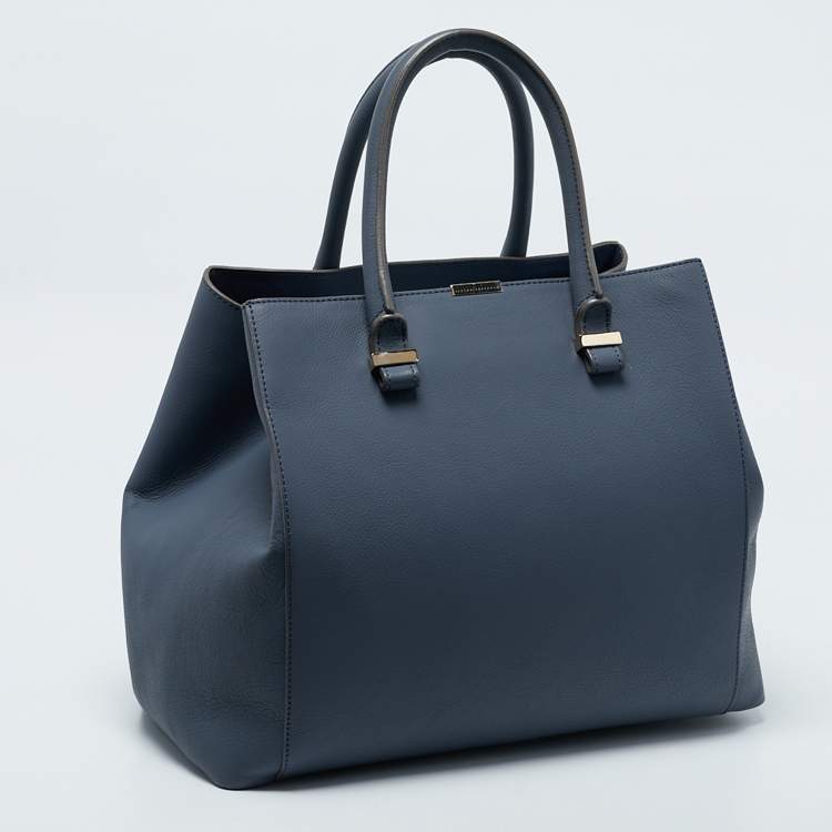 Pre Owned Victoria Beckham Blue Leather Liberty Tote