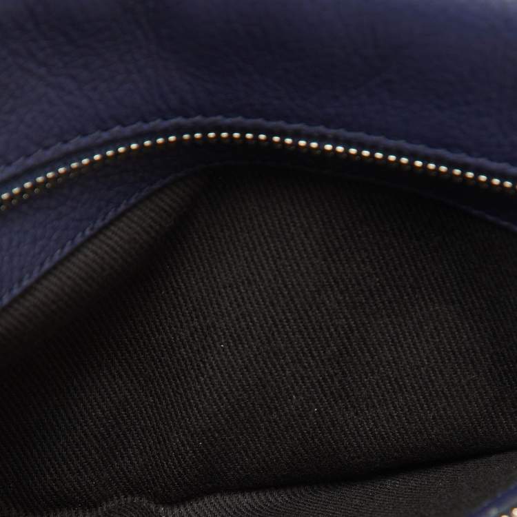 Pre Owned Victoria Beckham Navy Blue/White Python Small Zip Pouch