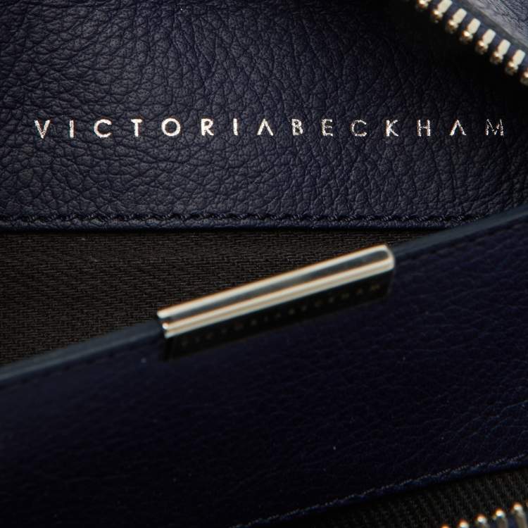 Pre Owned Victoria Beckham Navy Blue/White Python Small Zip Pouch