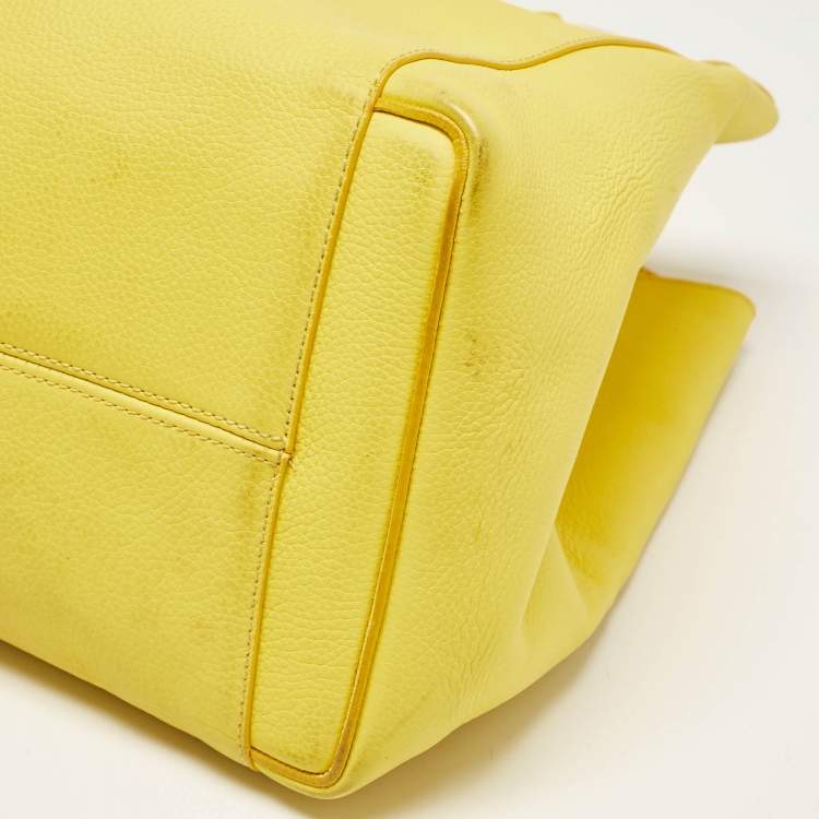 Pre Owned Victoria Beckham Yellow Grained Leather Quincy Tote