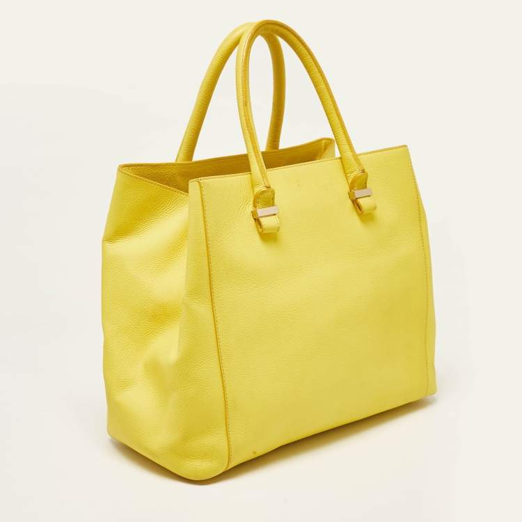Pre Owned Victoria Beckham Yellow Grained Leather Quincy Tote