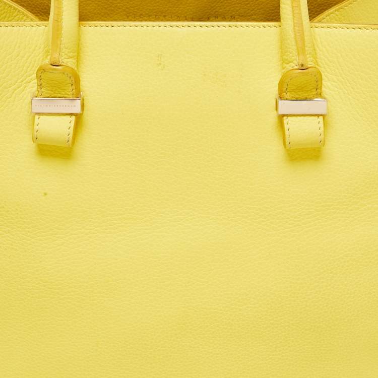 Pre Owned Victoria Beckham Yellow Grained Leather Quincy Tote