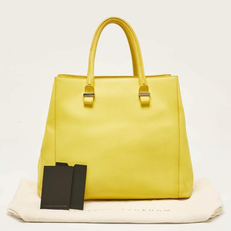 Pre Owned Victoria Beckham Yellow Grained Leather Quincy Tote