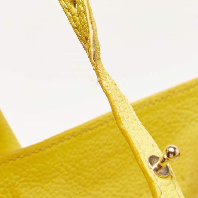Pre Owned Victoria Beckham Yellow Grained Leather Quincy Tote