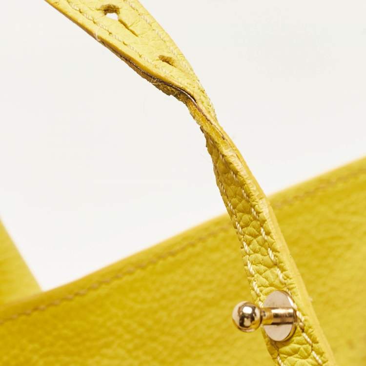 Pre Owned Victoria Beckham Yellow Grained Leather Quincy Tote