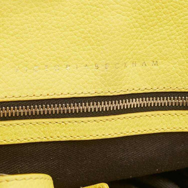 Pre Owned Victoria Beckham Yellow Grained Leather Quincy Tote