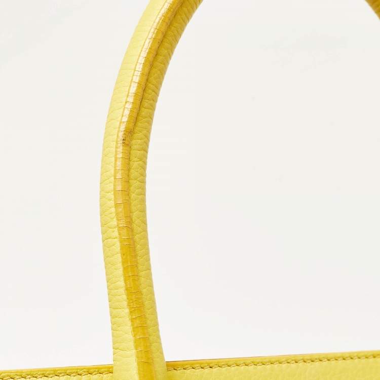 Pre Owned Victoria Beckham Yellow Grained Leather Quincy Tote