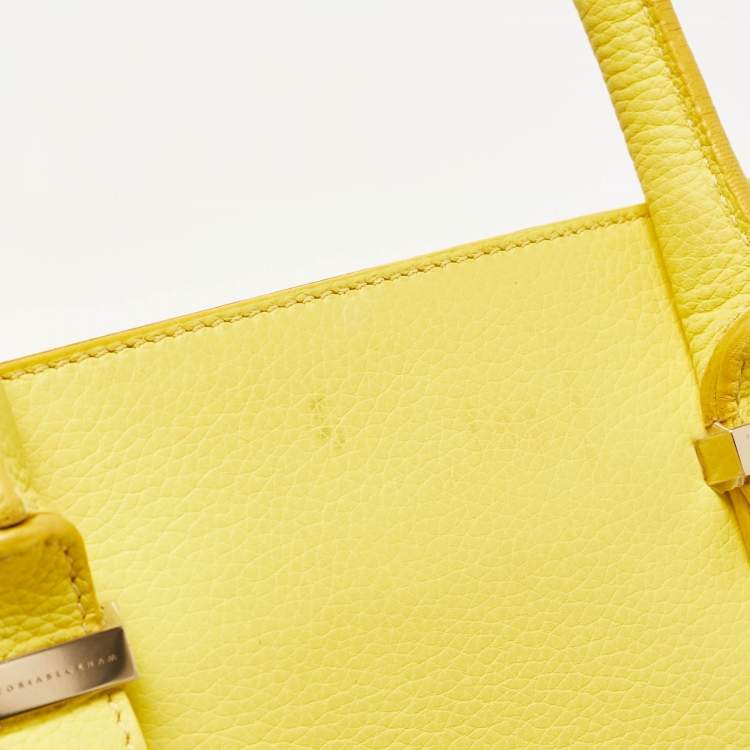 Pre Owned Victoria Beckham Yellow Grained Leather Quincy Tote