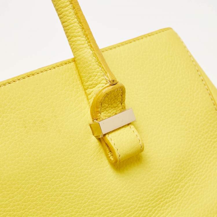 Pre Owned Victoria Beckham Yellow Grained Leather Quincy Tote