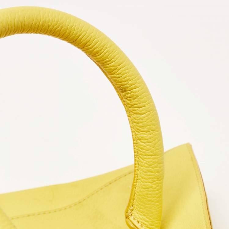 Pre Owned Victoria Beckham Yellow Grained Leather Quincy Tote