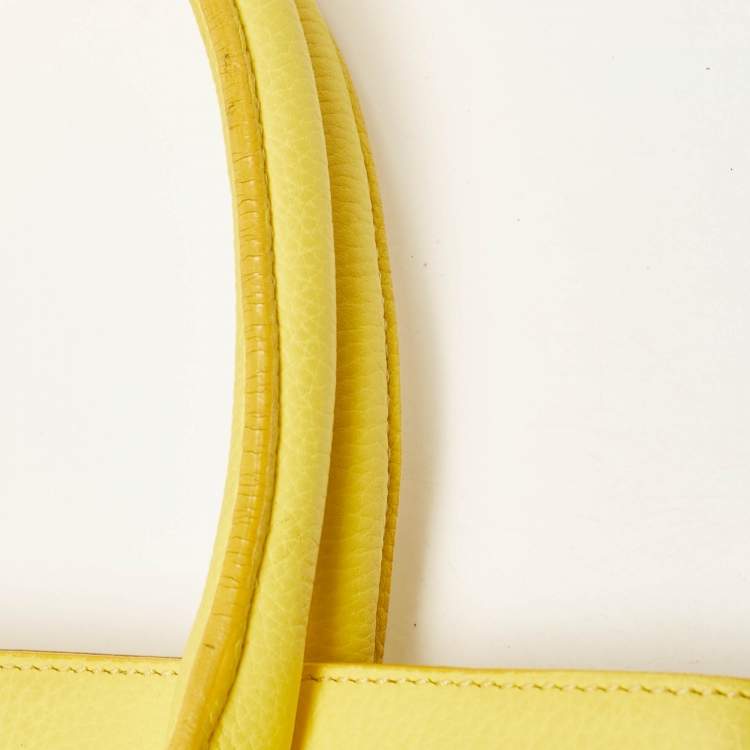 Pre Owned Victoria Beckham Yellow Grained Leather Quincy Tote
