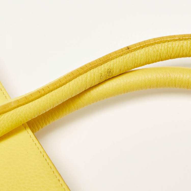 Pre Owned Victoria Beckham Yellow Grained Leather Quincy Tote