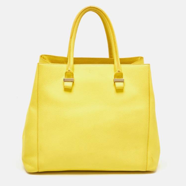 Pre Owned Victoria Beckham Yellow Grained Leather Quincy Tote
