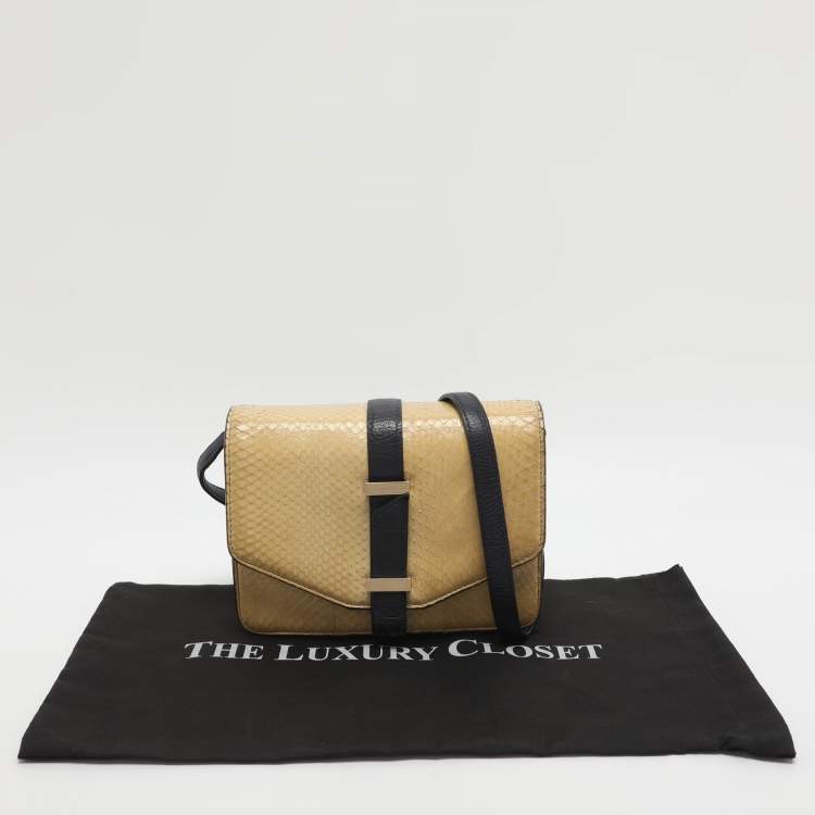 Pre Owned Victoria Beckham Beige Python Leather Crossbody Bags