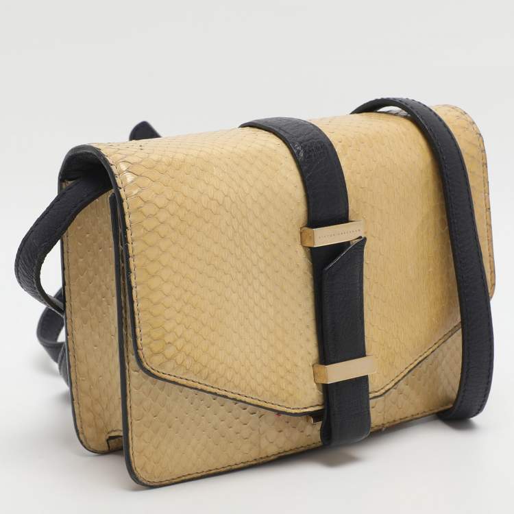 Pre Owned Victoria Beckham Beige Python Leather Crossbody Bags