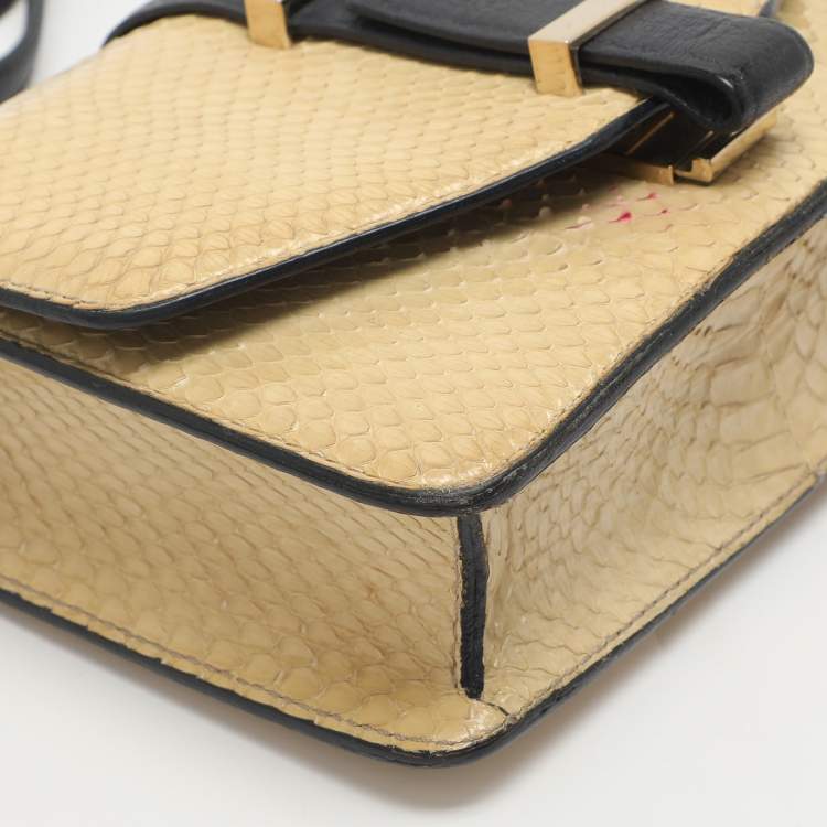 Pre Owned Victoria Beckham Beige Python Leather Crossbody Bags