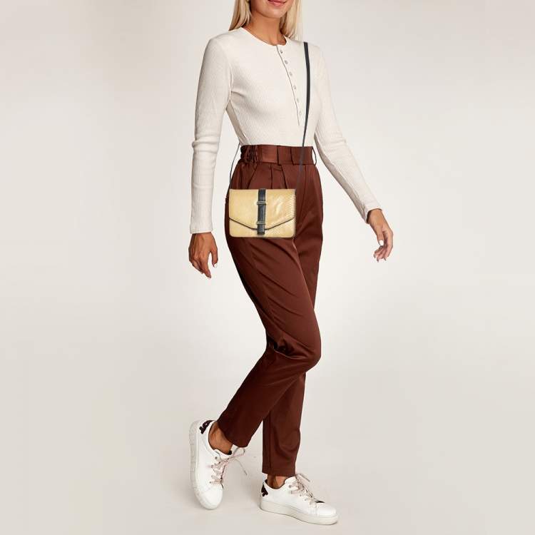 Pre Owned Victoria Beckham Beige Python Leather Crossbody Bags