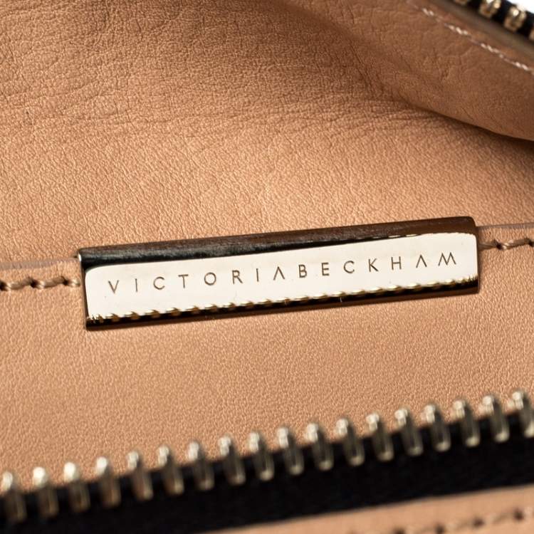 Pre Owned Victoria Beckham Peach Orange Leather Zip Clutch
