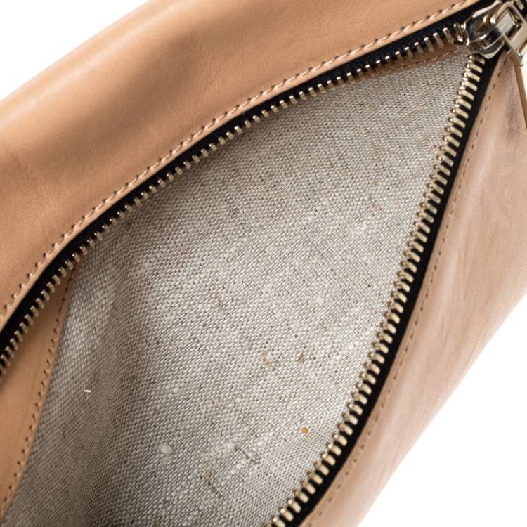 Pre Owned Victoria Beckham Peach Orange Leather Zip Clutch