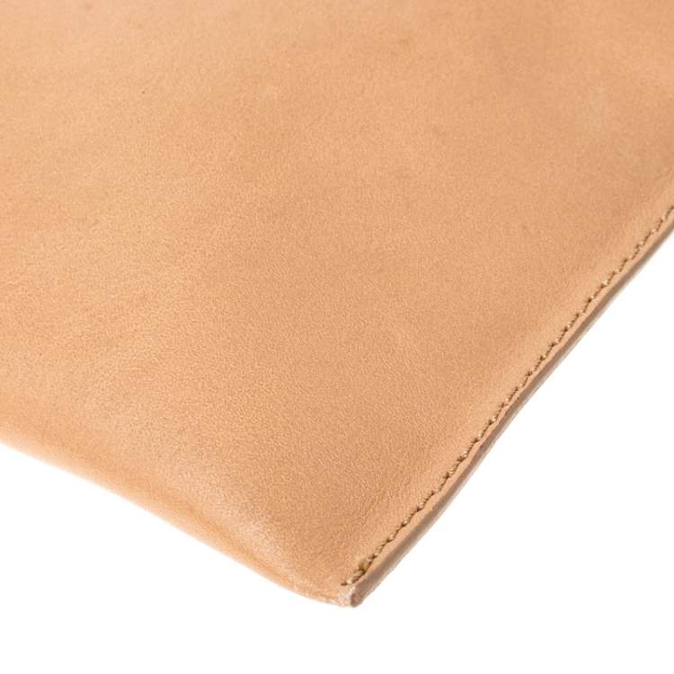 Pre Owned Victoria Beckham Peach Orange Leather Zip Clutch