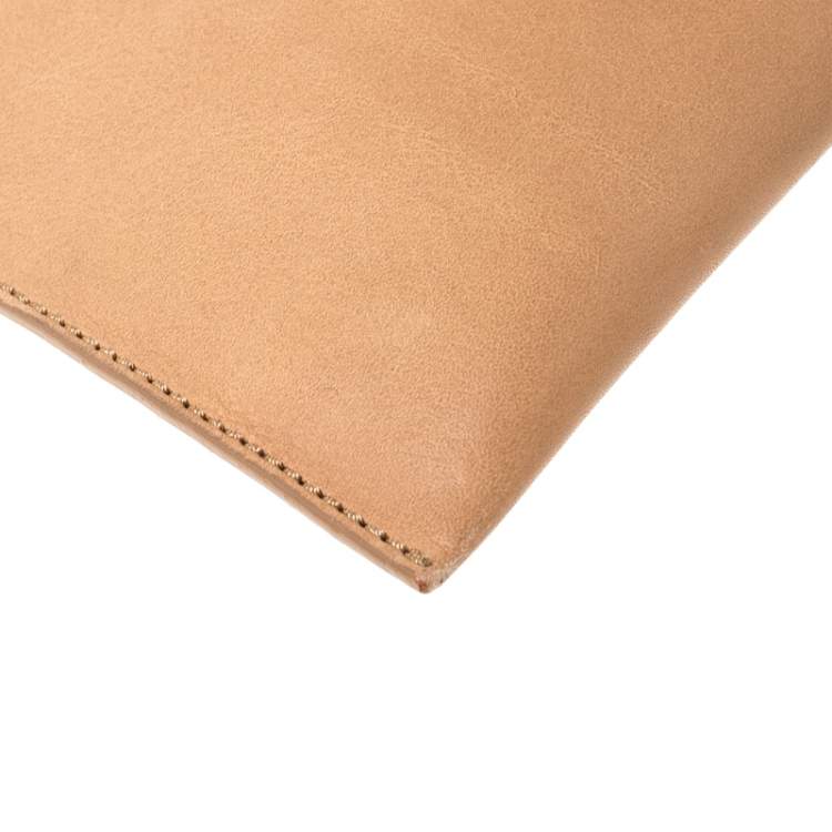 Pre Owned Victoria Beckham Peach Orange Leather Zip Clutch