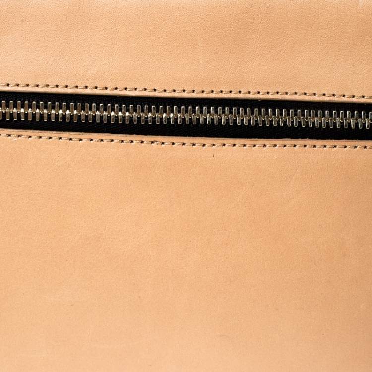 Pre Owned Victoria Beckham Peach Orange Leather Zip Clutch