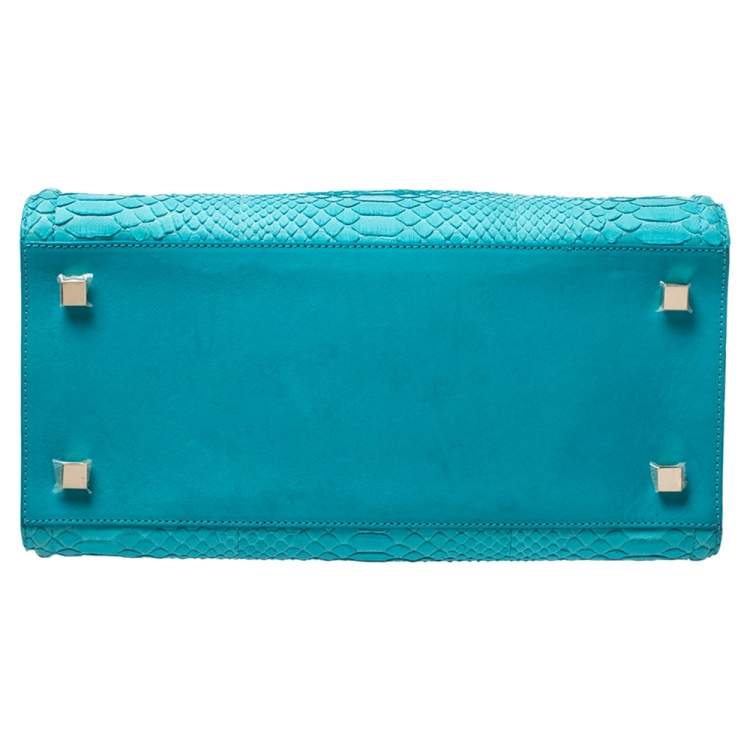 Pre Owned Victoria Beckham Turquoise Python Seven Satchel
