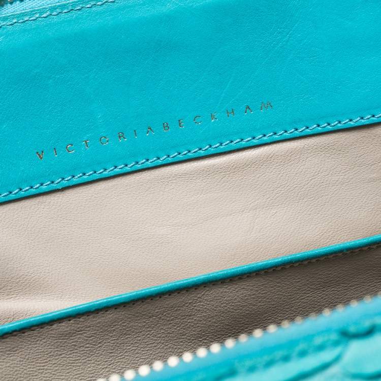 Pre Owned Victoria Beckham Turquoise Python Seven Satchel