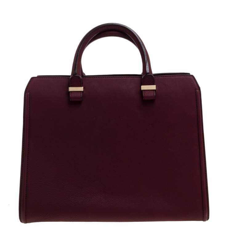 Pre Owned Victoria Beckham Burgundy Leather Victoria Satchel
