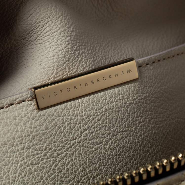 مملوكة مسبقًا Victoria Beckham Ivory Leather and Python Zipper Clutch
