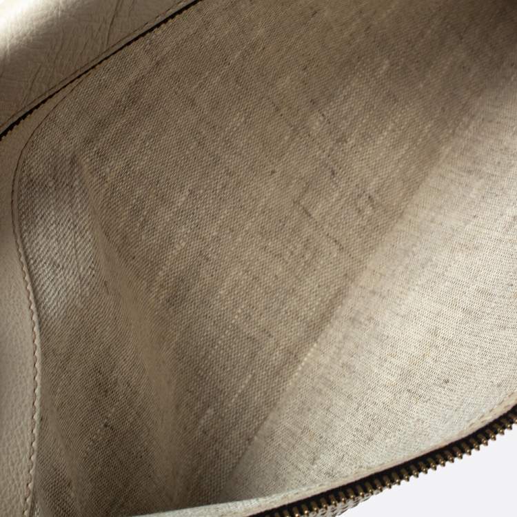 مملوكة مسبقًا Victoria Beckham Ivory Leather and Python Zipper Clutch