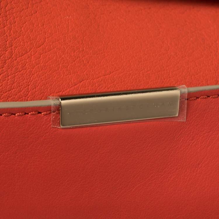 Pre Owned Victoria Beckham Coral Orange Leather Zipped Flap Shoulder Bag