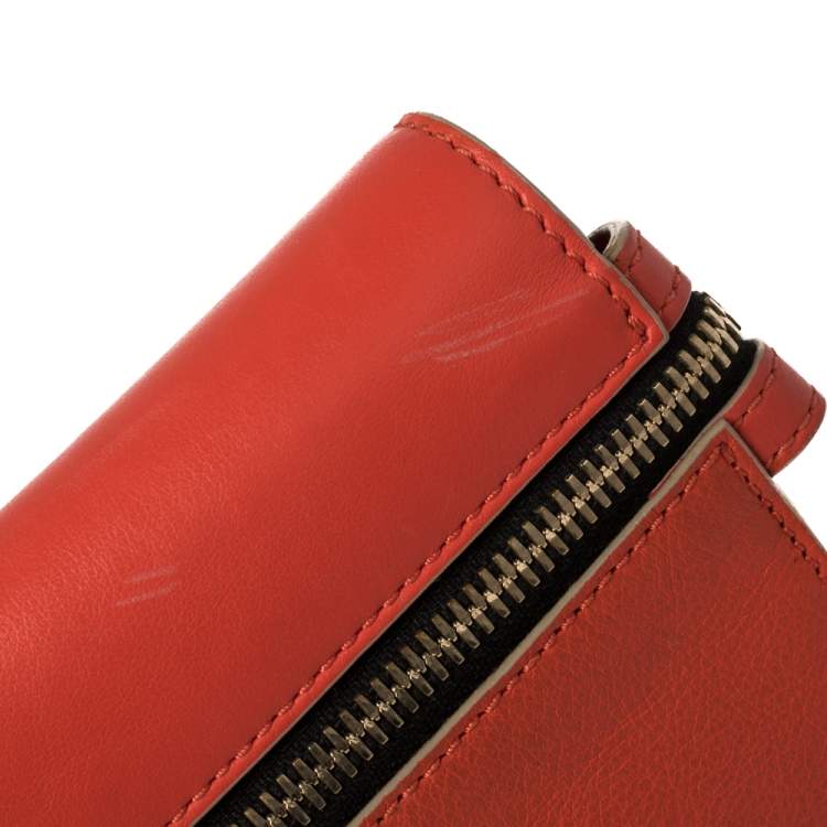 Pre Owned Victoria Beckham Coral Orange Leather Zipped Flap Shoulder Bag